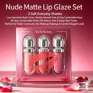 [Cross-border Exclusive] Victoria Key Pearl Liquid Lip Gloss Long-lasting Non-stick Cup Waterproof Fine Shimmer 3-Pack