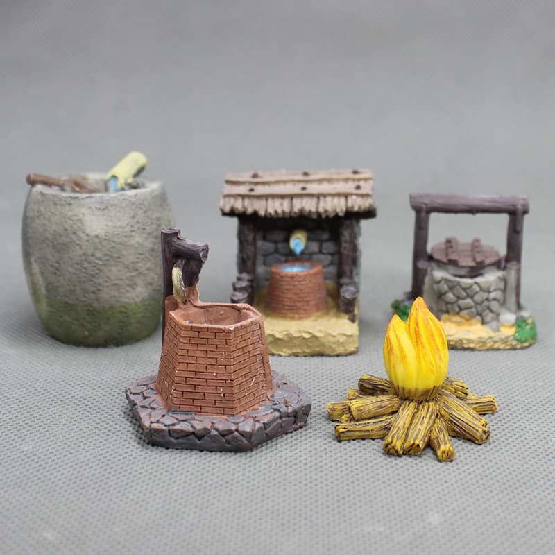 Retro Chinese style stone well water collection ancient well mountain water tower miniature ornaments miniature scene landscaping diy model