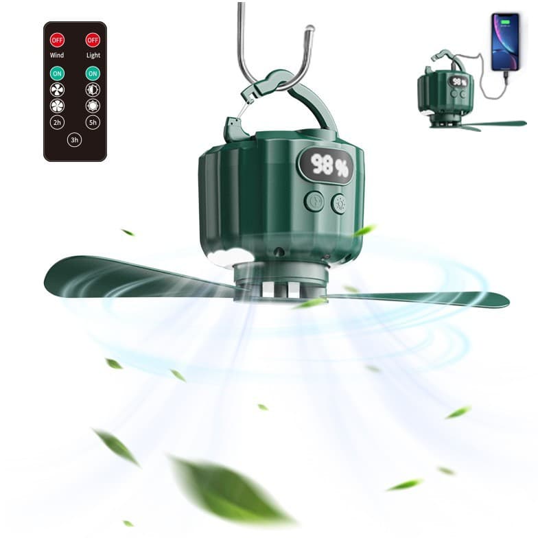 Cross-border long-lasting mini camping fan, multi-functional camping tent fan light, student dormitory lighting ceiling fan.