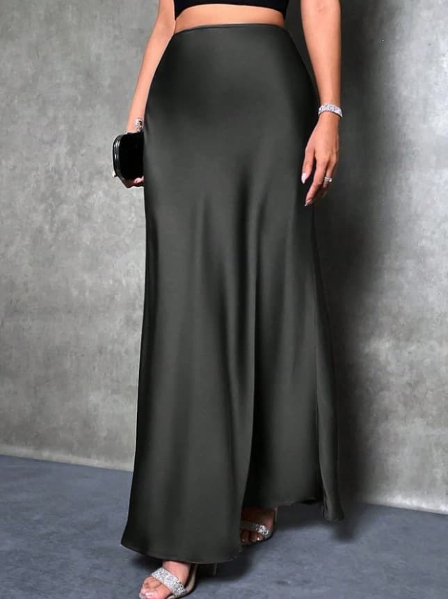 2025 Fall New Arrival for Amazon & Independent Sites Cross-border Fashion Elegant Satin High-Waist Women's Skirt