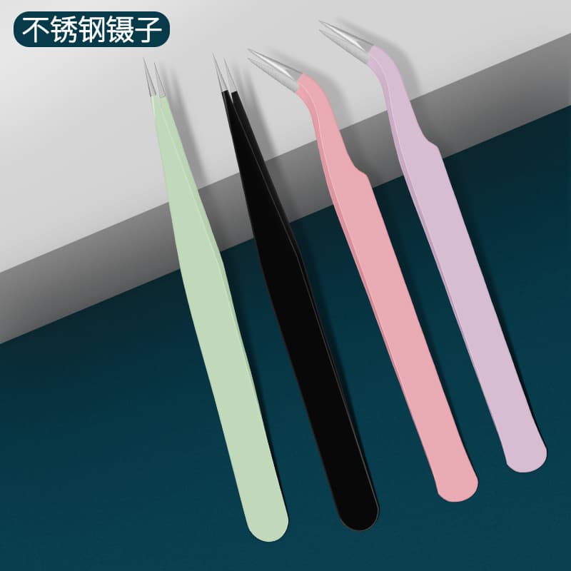 Stainless steel tweezers straight tip electronic tweezers precision thickened anti-static tweezers pointed elbow tweezers bird's nest beauty tweezers