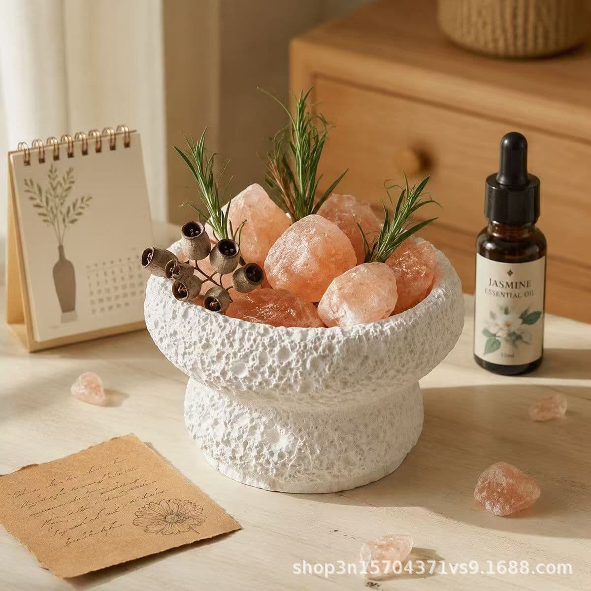 Best-selling Crystal Potted Plant Himalayan Salt Stone Scented Essential Oil Aroma Diffuser Stone Decoration