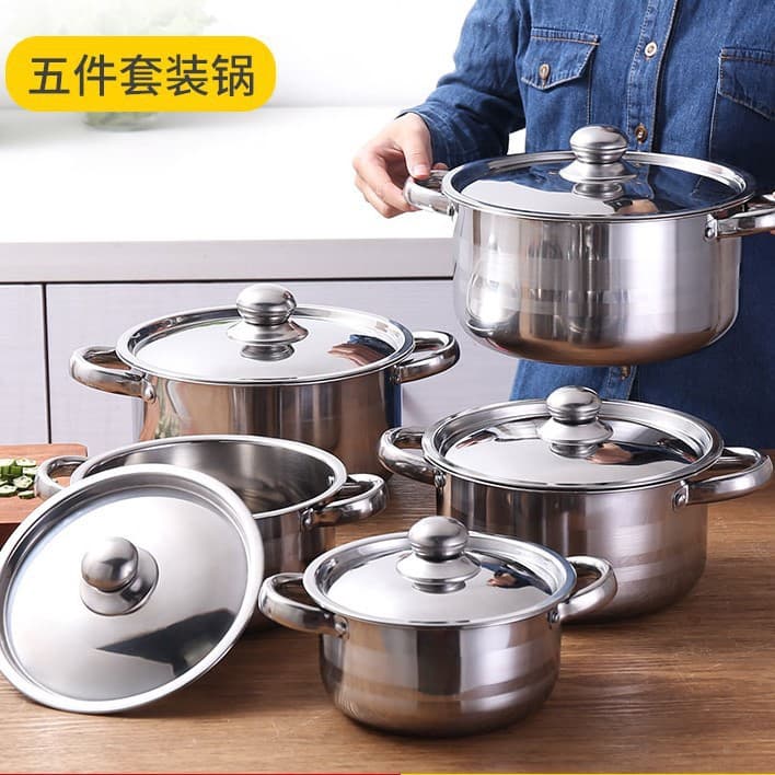 5-Piece Stainless Steel Cookware Set, Premium Practical Soup Pot, Creative Gift Set, Factory Direct