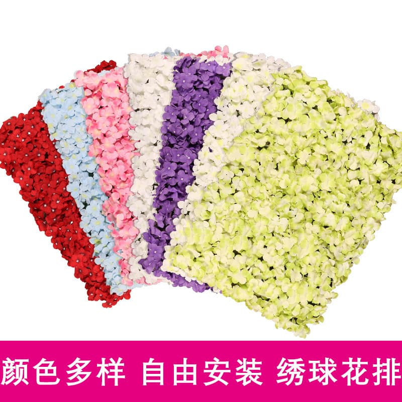 Artificial Hydrangea Flower Wall for Wedding, Shopping Mall Decoration, Red Silk Fake Flowers, Background Wall Greenery