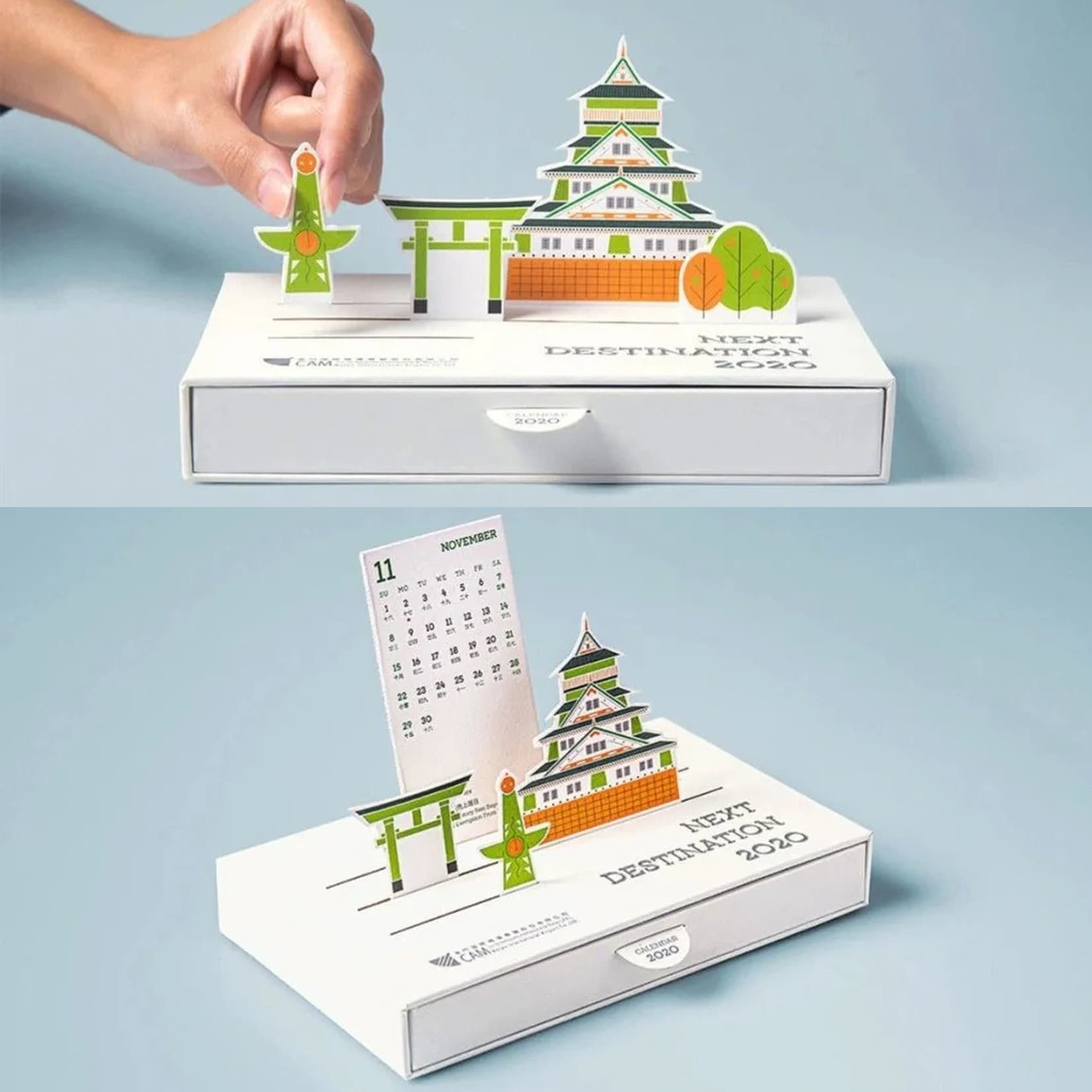 Multi-Function Calendar Customization Desktop Corporate Office Drawer Yearly Calendar 2025 3D Card Insert Storage Desk Calendar Customization