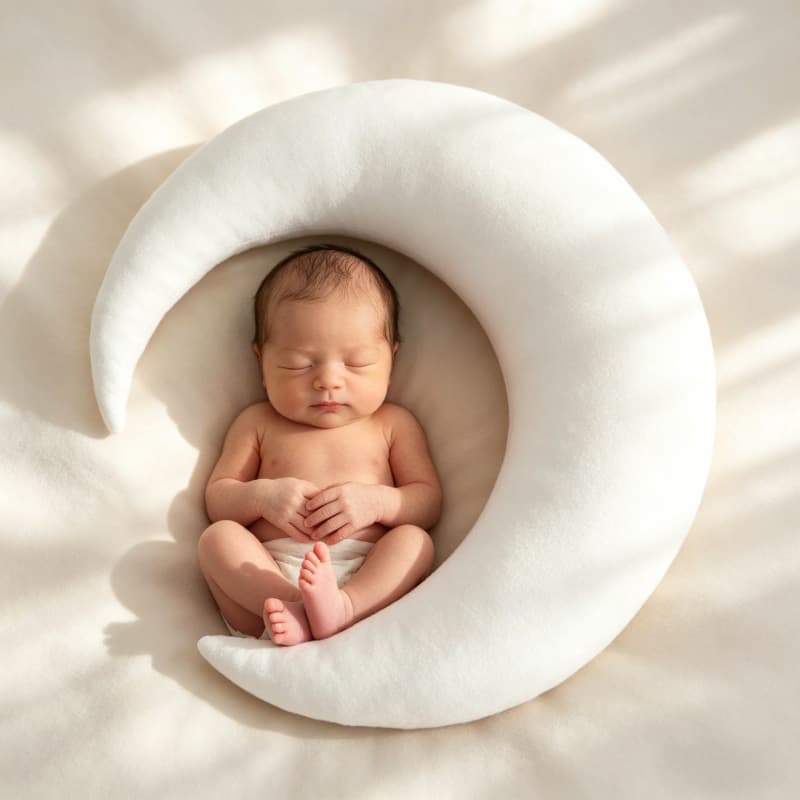 Newborn White Moon Pillow Photography Prop, Baby 100-Day Photo Shoot, Decorative Accessory Prop