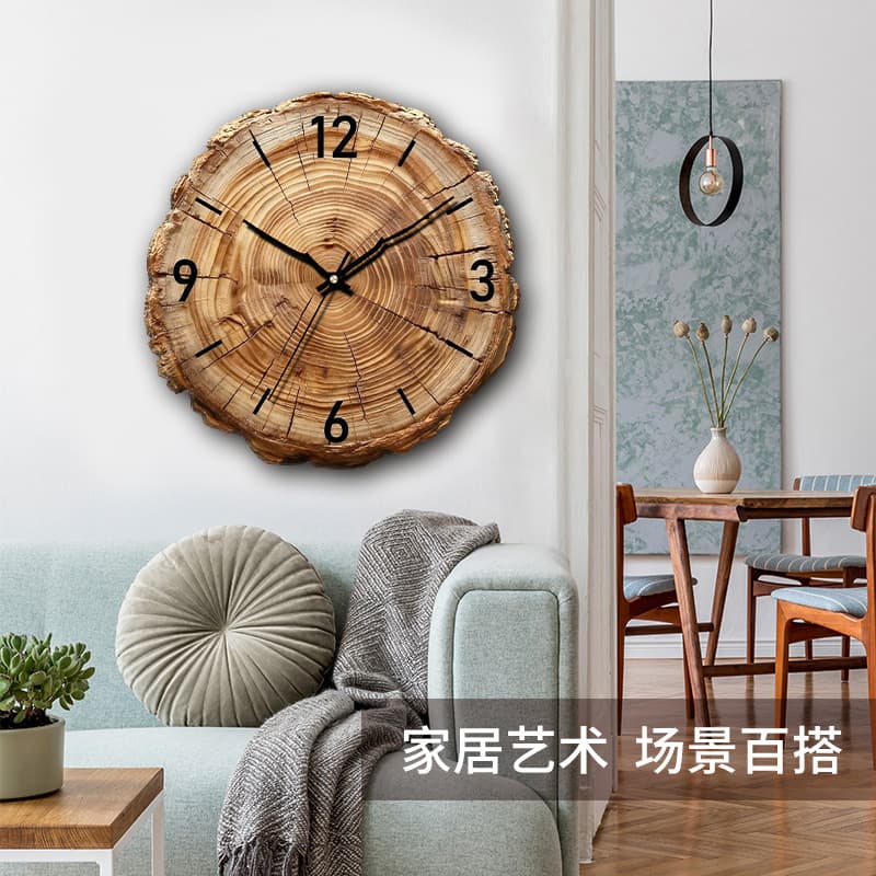 Vintage Wood Grain Living Room Wall Clock 2026 New Creative Wall-Mounted Clock Home Silent Non-Disturbing Art Clock