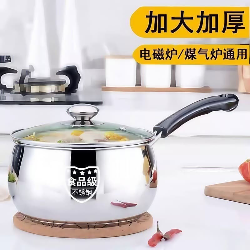 Extra Thick Stainless Steel Small Milk Pot for Baby Infant Food Cooking, Noodle Boiling, Instant Noodles, Milk Warming, Household Thickened Milk Soup Pot