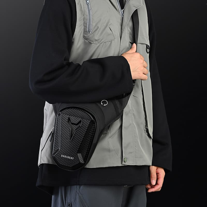 EVA Bag Versatile Motorcycle Hard Shell Water-Resistant Leg Bag Men's Casual Riding Waist Bag Outdoor Motorbike Crossbody Bag