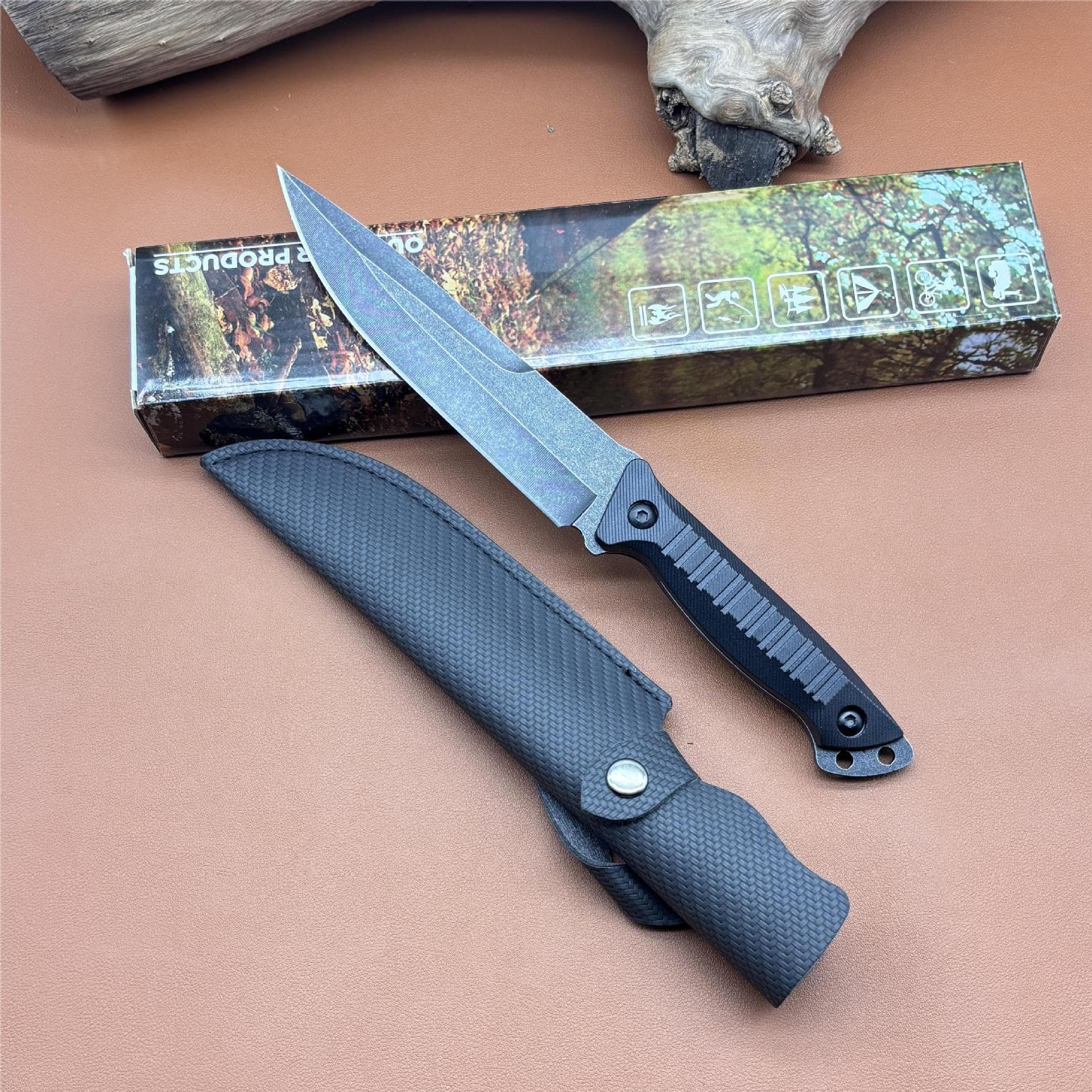 Tactical Mini Straight Knife Multi-Function Outdoor Survival Knife Portable Self-Defense Knife High Hardness Portable Fruit Knife Camping