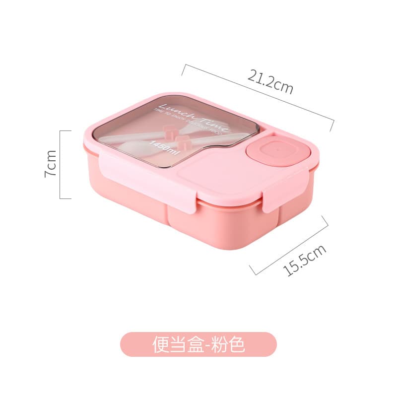 Student Plastic Lunch Box Japanese Style Bento Box for Office Workers Microwave Safe with Cutlery Fork and Spoon Lunch Container