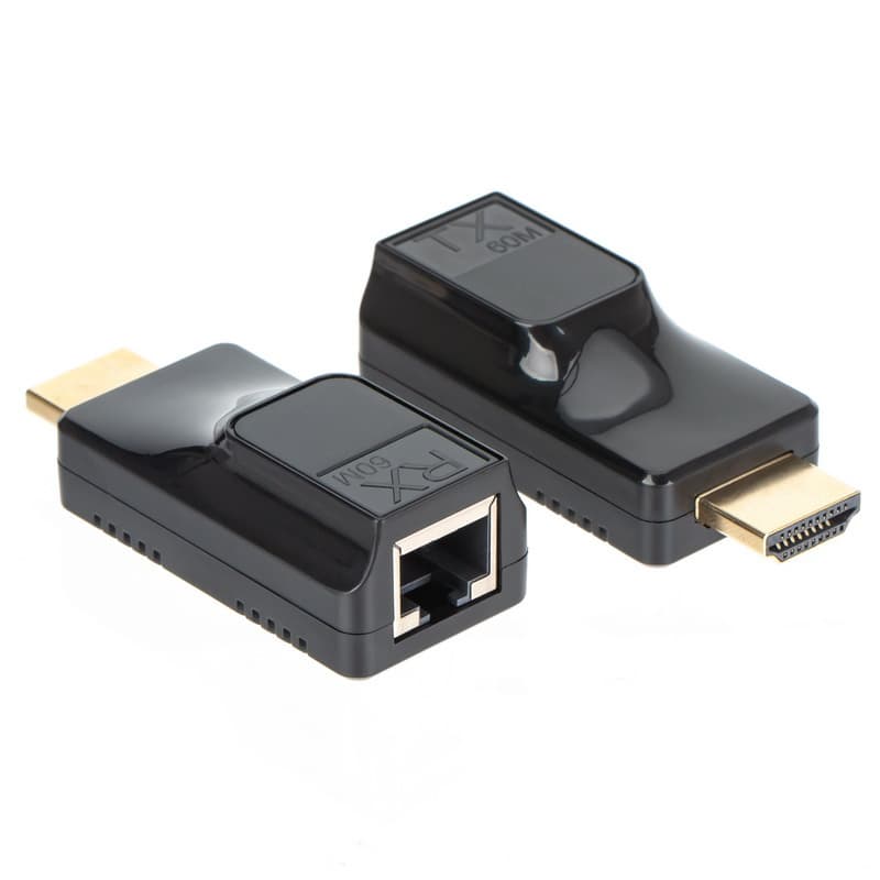 Mini Single Ethernet HDTV 60m Extender Single Cable to HDMI High-Definition Network Cat6 Transmitter