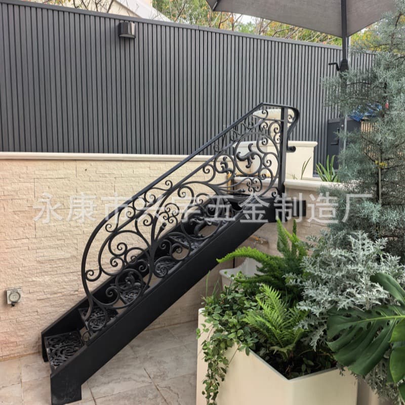 European Forged Wrought Iron Metal Railing - Vintage forging technique, iron staircase handrail, direct from factory, popular in export.