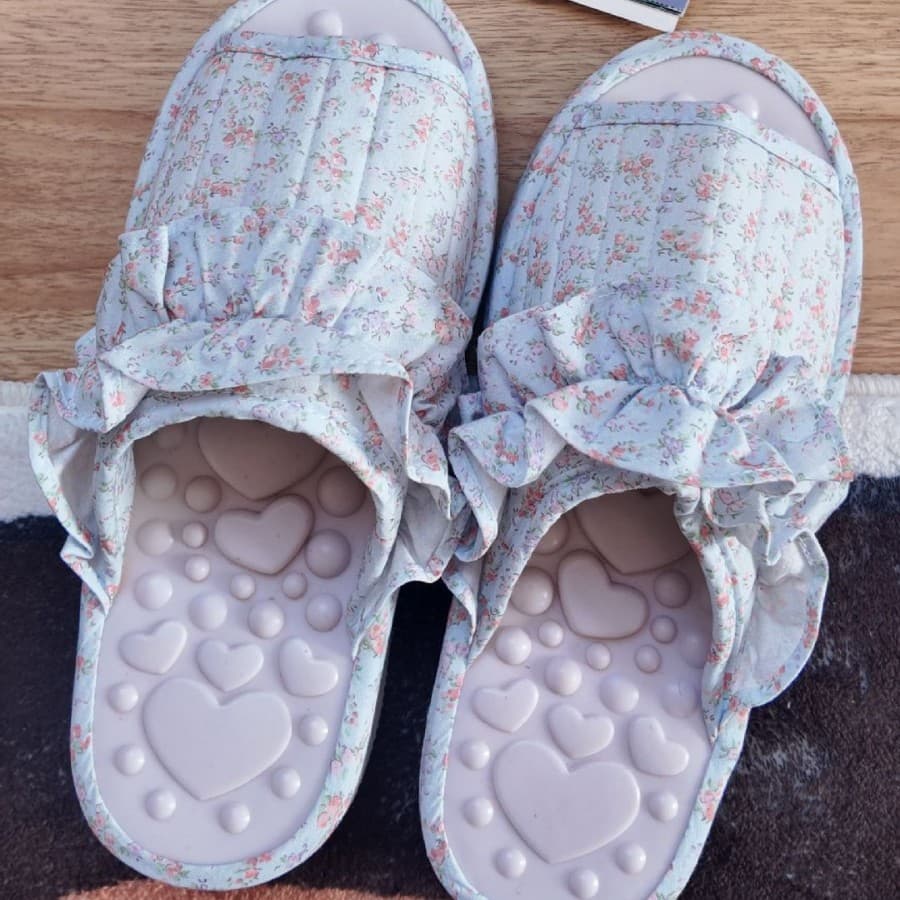 Hayami Koyoshi Health Slippers, Japanese-Korean Floral Lace Arch Acupressure Massage Slippers for Women, Foot Therapy Shoes