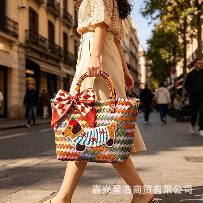 Dragon Boat Festival Dachshund Dog Woven Basket Souvenir Female Bridesmaid Practical Gift Knot Wedding Box Handbag Birthday Gift