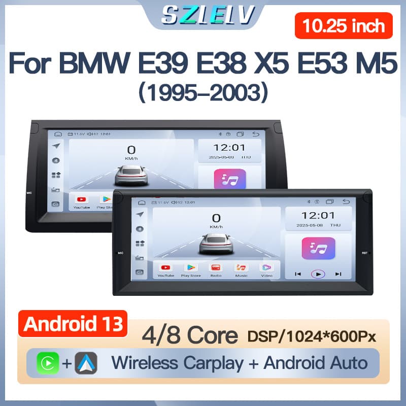Compatible with BMW E39 X5 E53 10.25-inch Android Car Stereo Large Screen Navigation Bluetooth Reverse Camera All-in-One