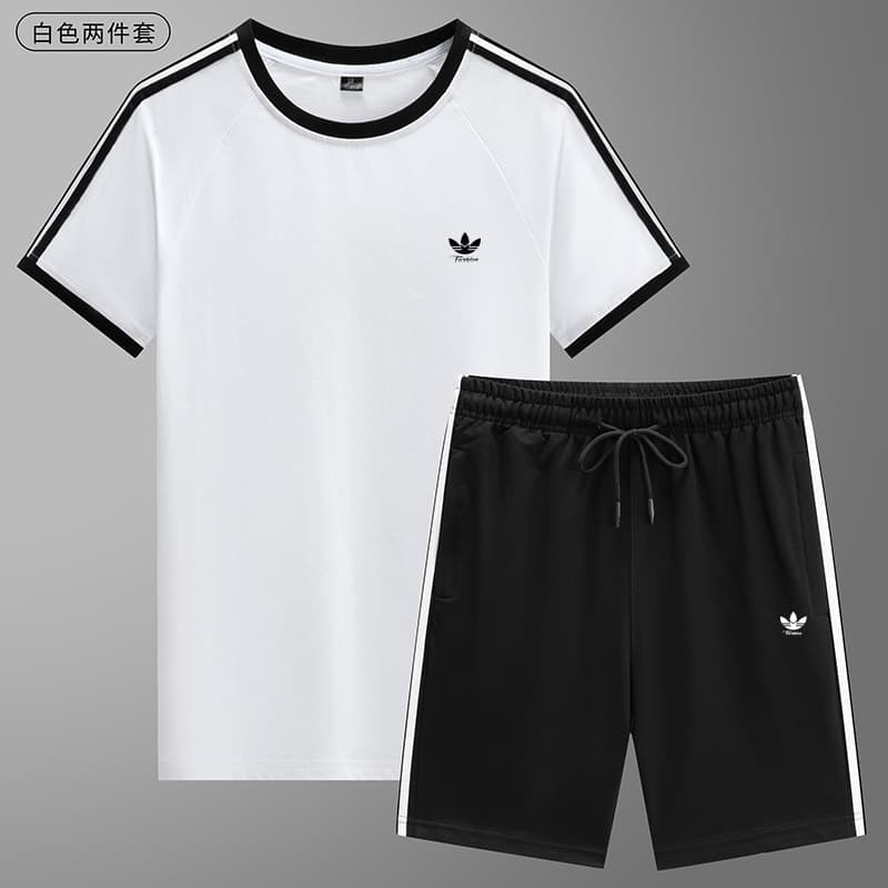 Clover Brand T-Shirt Shorts Sports Set Three Stripes Unisex Streetwear Short Sleeve Crew Neck T-Shirt Print Any Logo