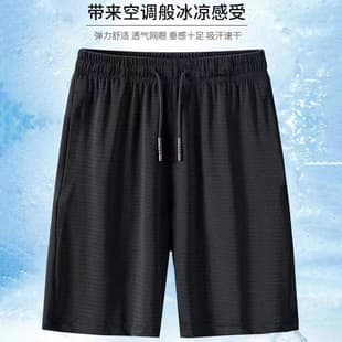 Men's Sports Shorts Quick-Dry Ice Silk 5-Inch Summer Thin Running Fitness Loose Casual Mesh Air Conditioning Pants
