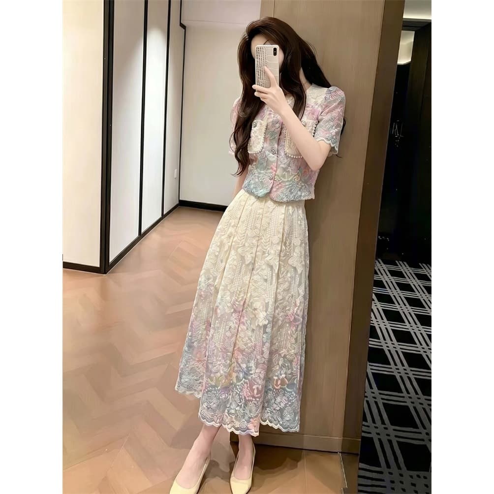 Lace Dress New French Style Luxurious Feel Set Dress