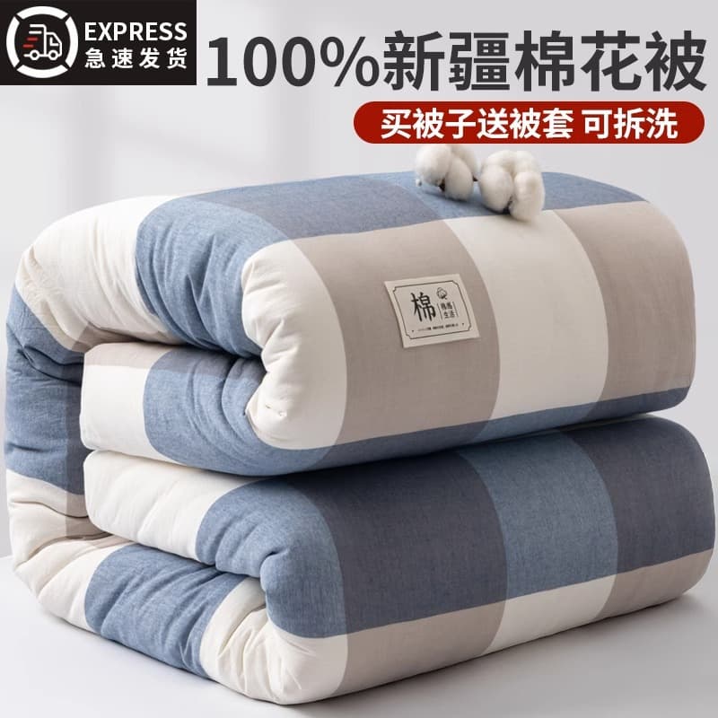 Xinjiang pure cotton quilt, winter quilt, warm cotton mattress pad, bedding, spring and autumn quilt core, complete set of washed cotton.