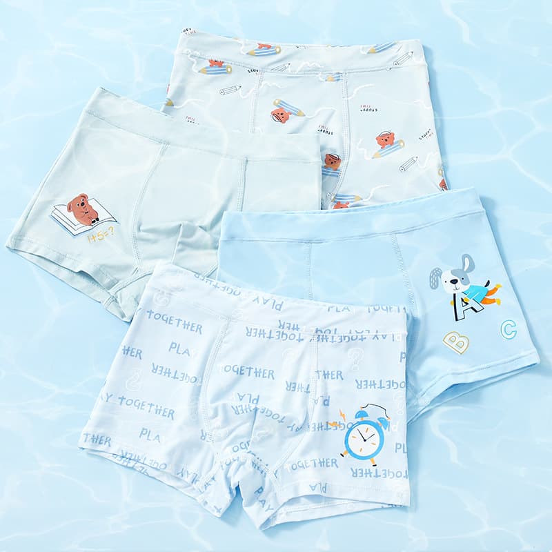 Children's Boxer Briefs for Boys, Modal Breathable, Primary School Student, Cartoon, Antibacterial, Ages 3-15