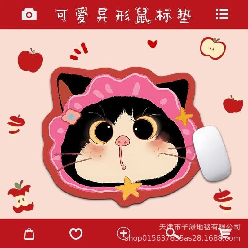 Cartoon Diatomite Mouse Pad, Cute Girl Gaming Office Soft Mouse Pad, Creative Cat Head Pink Mouse Pad