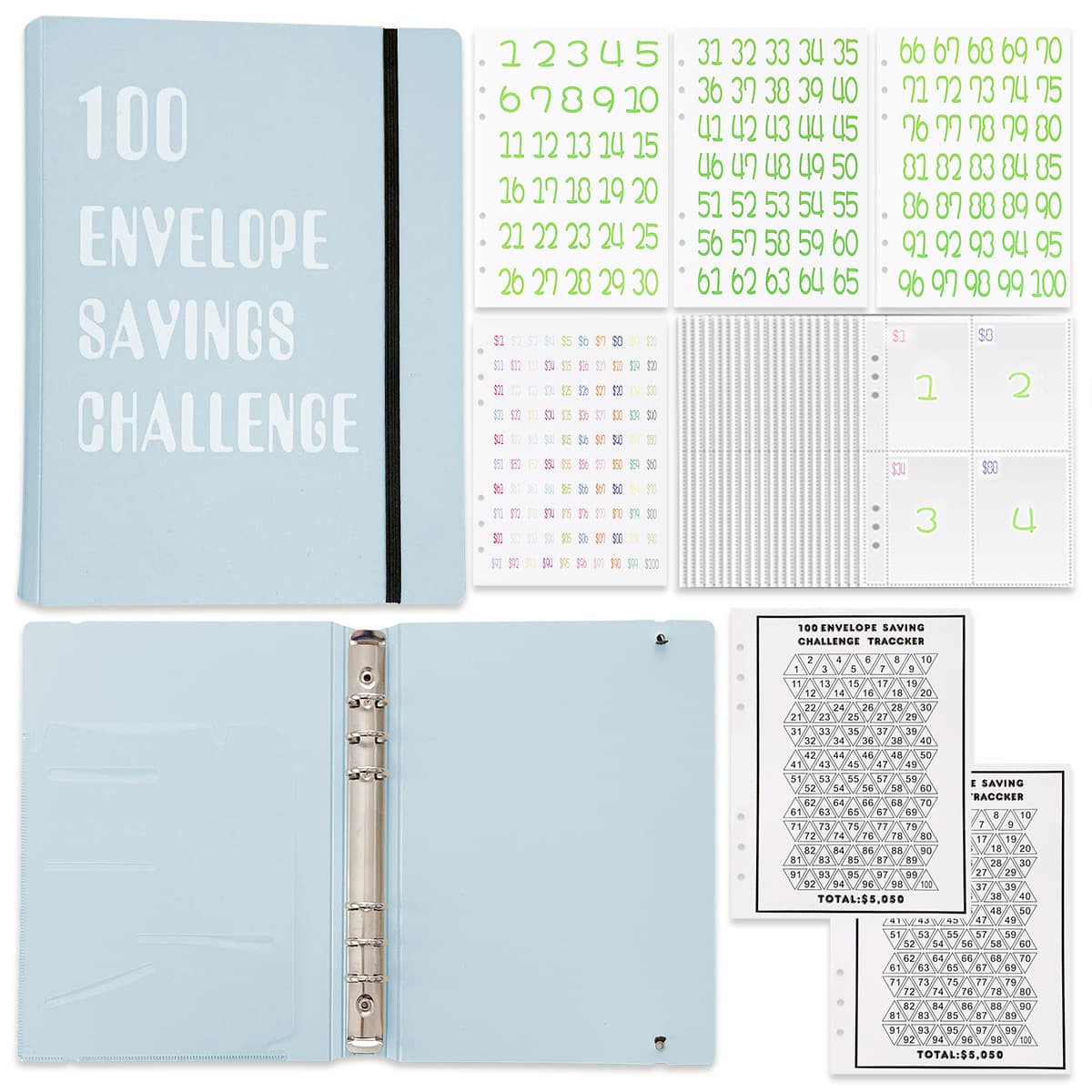 100EnvelopeChallenge loose-leaf notebook 100 days money saving book challenge cash savings