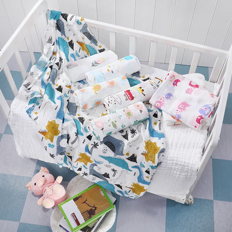 Gauze Swaddle Blanket, Newborn Swaddling Cloth, Gauze Bamboo Cotton Baby Wrapping Cloth, Infant Bath Towel Printed Swaddle, Foreign Trade