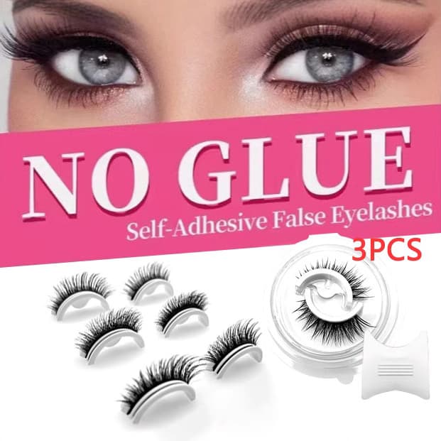 Self-Adhesive False Eyelashes Cross-Border Imitation Mink Fur Foreign Trade Temu Temperature-Sensitive Adhesive Strips 3 Pairs Pack No Glue Needed Self-Adhesive Eyelashes