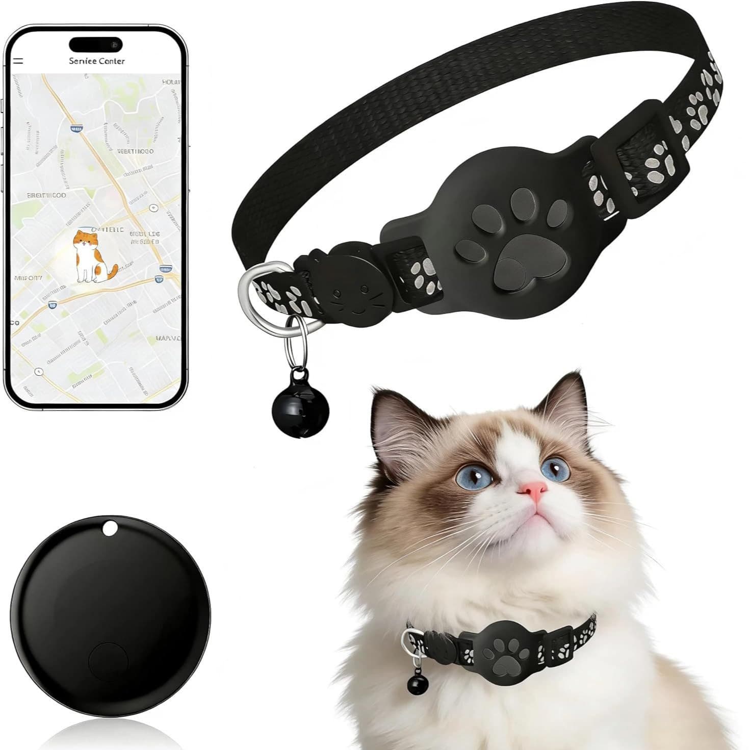 Pet Cat Locator Collar Compatible with Apple Find My Android Anti-Loss Tracker Collar