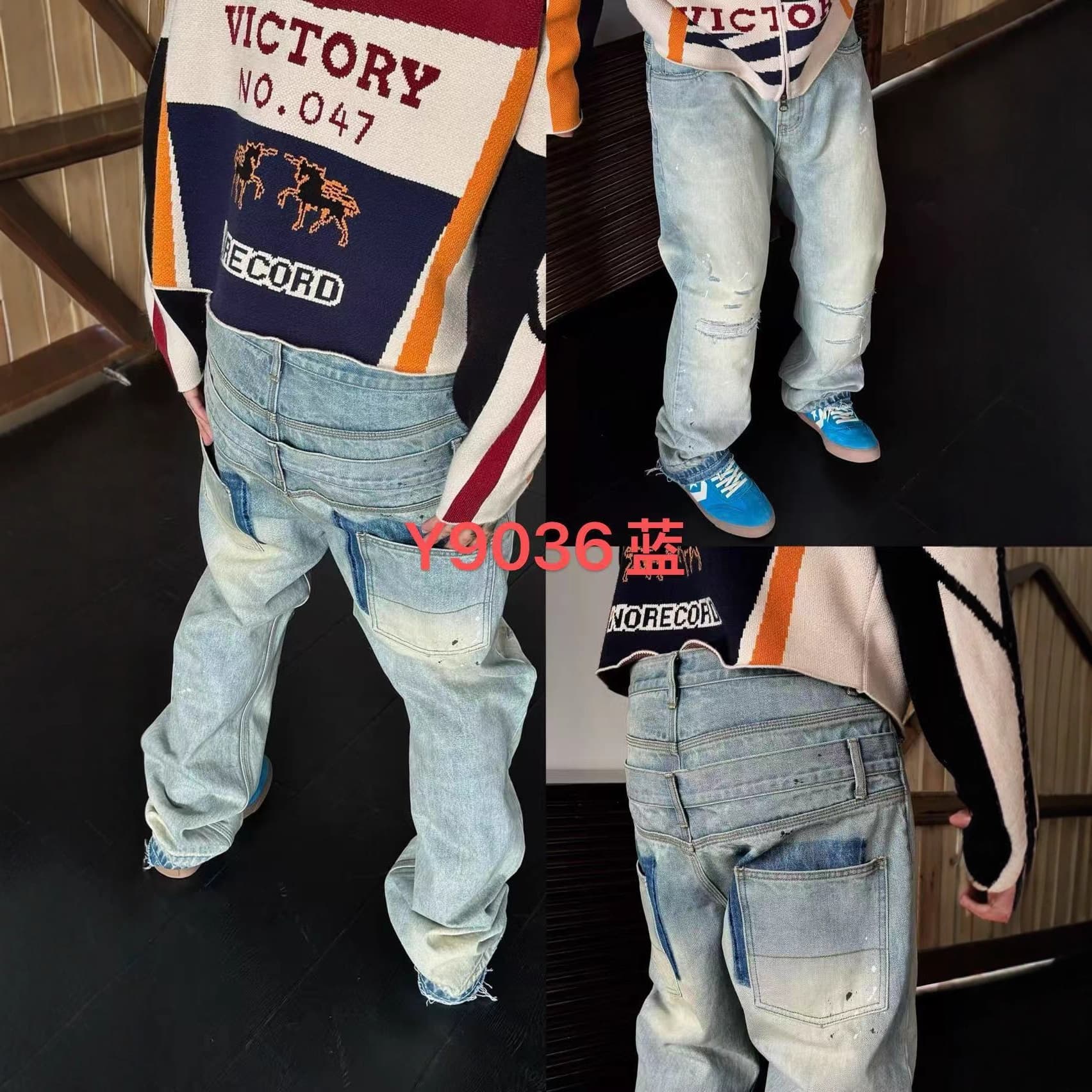 2026 Men's Jeans American Retro Slub Texture Curved Hem Jeans for Men with a High-End Feel, Niche Style, and Cool Vibe