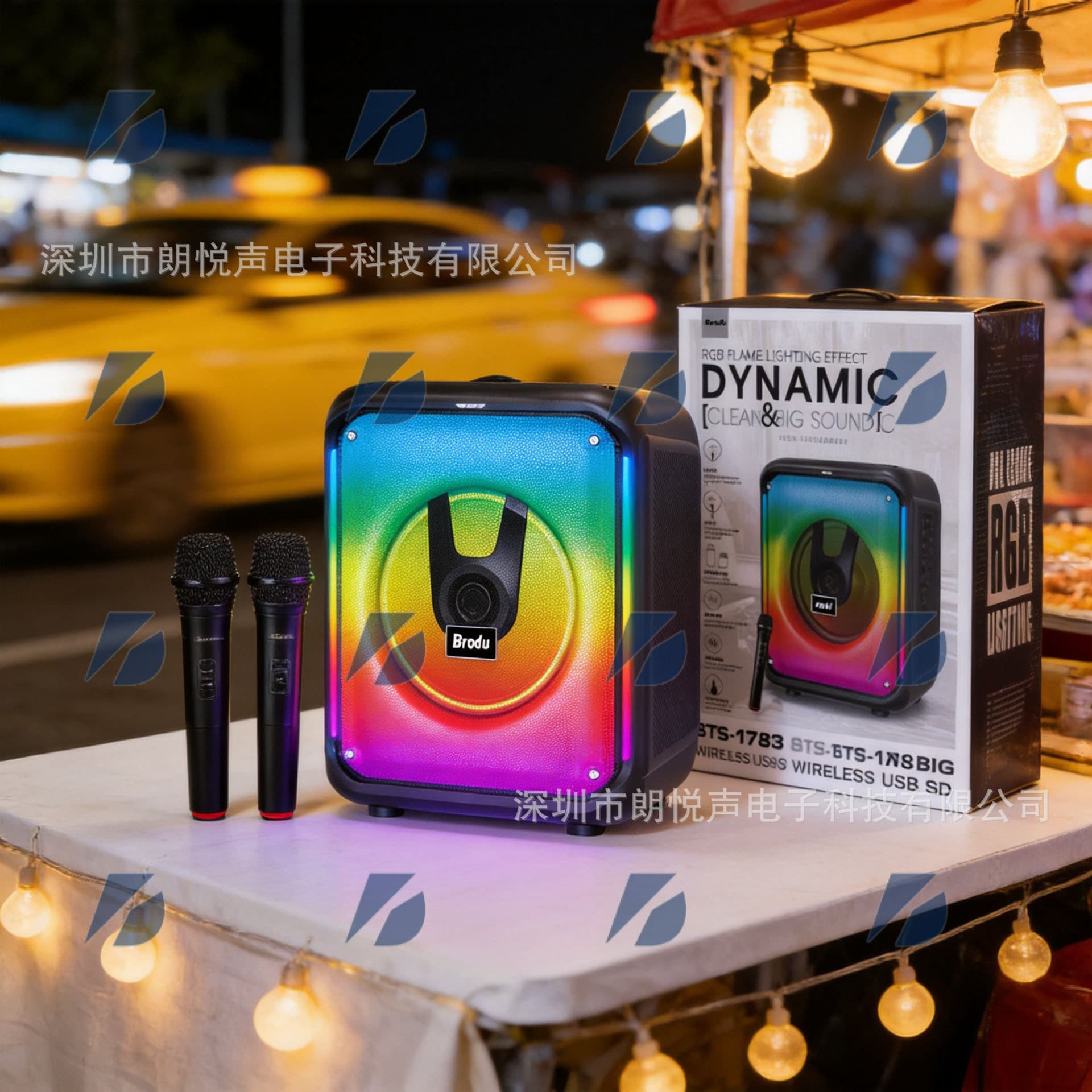 Kts Manufacturer Wholesale Bts-1783 RGB Colorful Lights Outdoor Portable 8-Inch Bluetooth Speaker