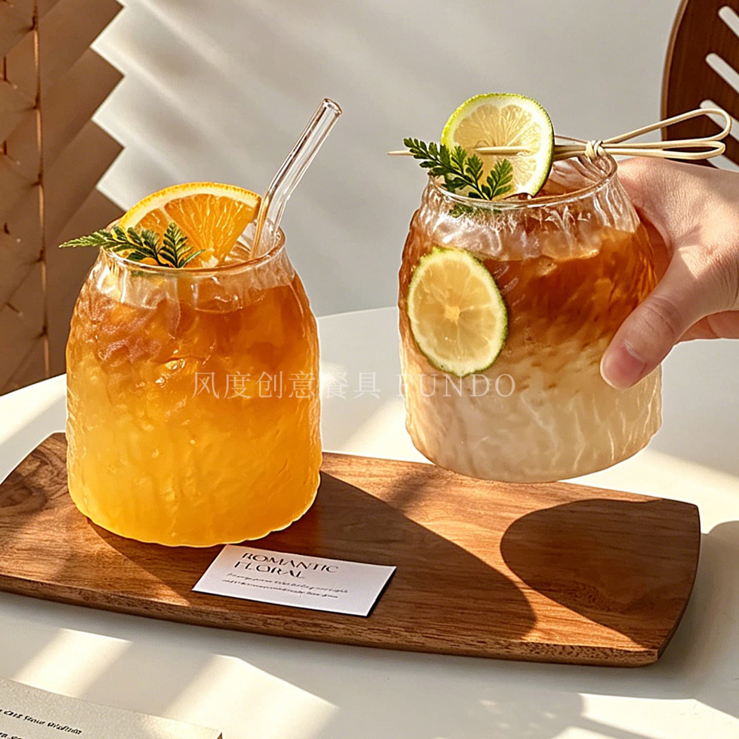 Japanese-Style Tree Grain Glass Cup, Ins-Style High-Aesthetic Beverage Cup, Milk Juice Cup, Drink Cup, Coffee Cup
