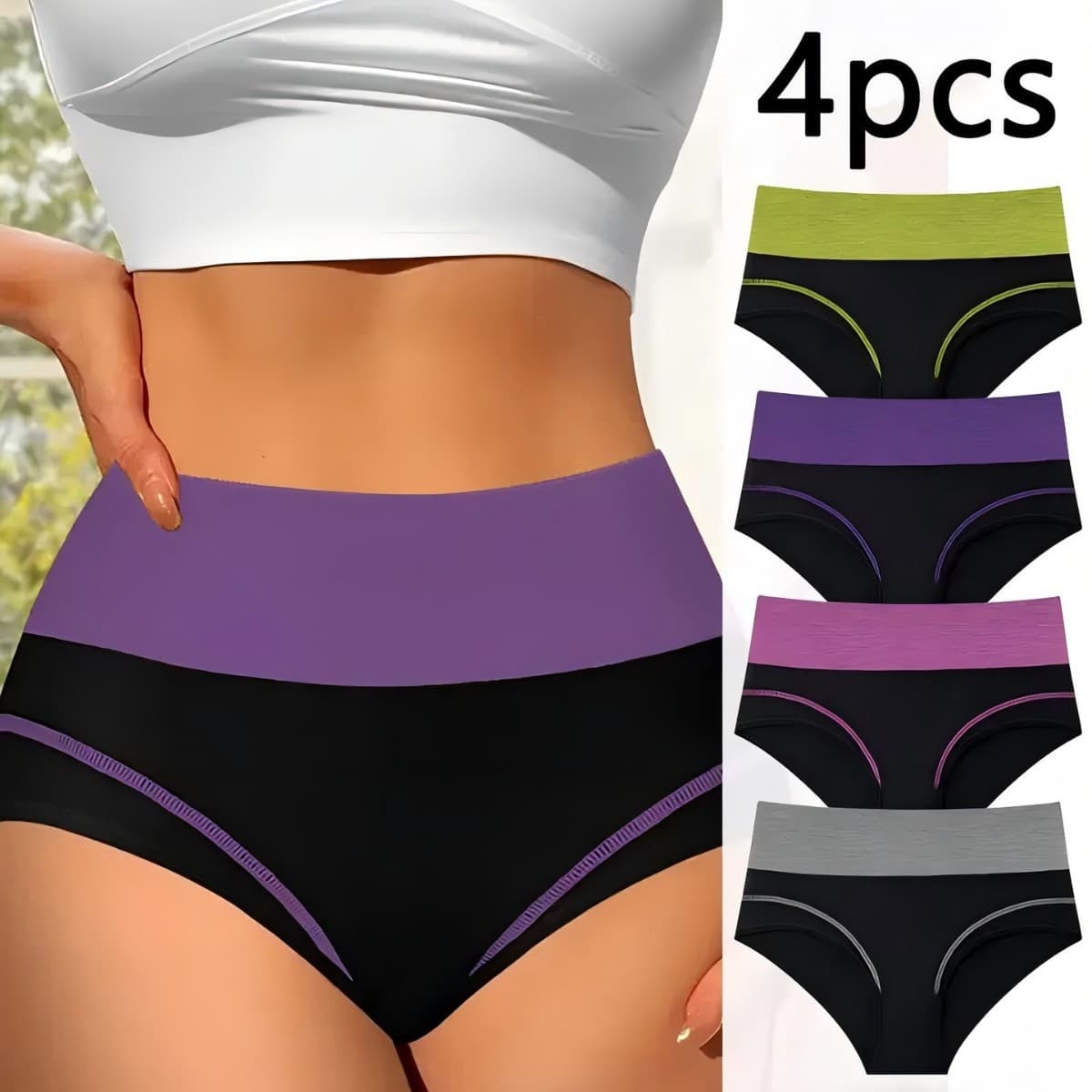 Women's High-Waisted Seamless Underwear Moisture-Wicking