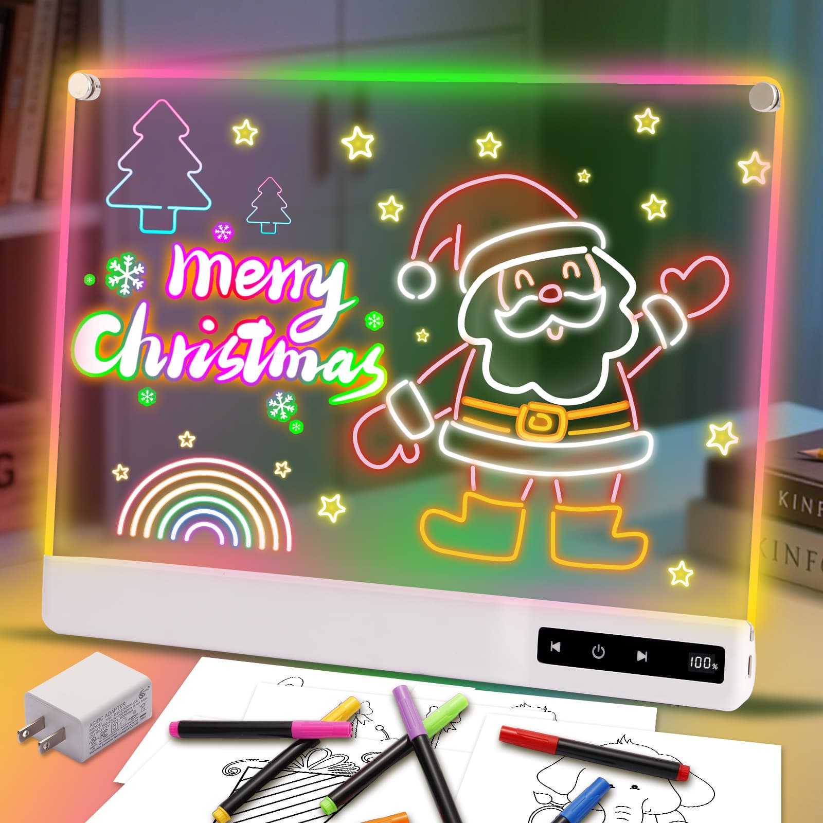 Amazon New Rechargeable LED Notepad Acrylic Glowing Message Board RGB Kids Luminous Drawing Board Gift