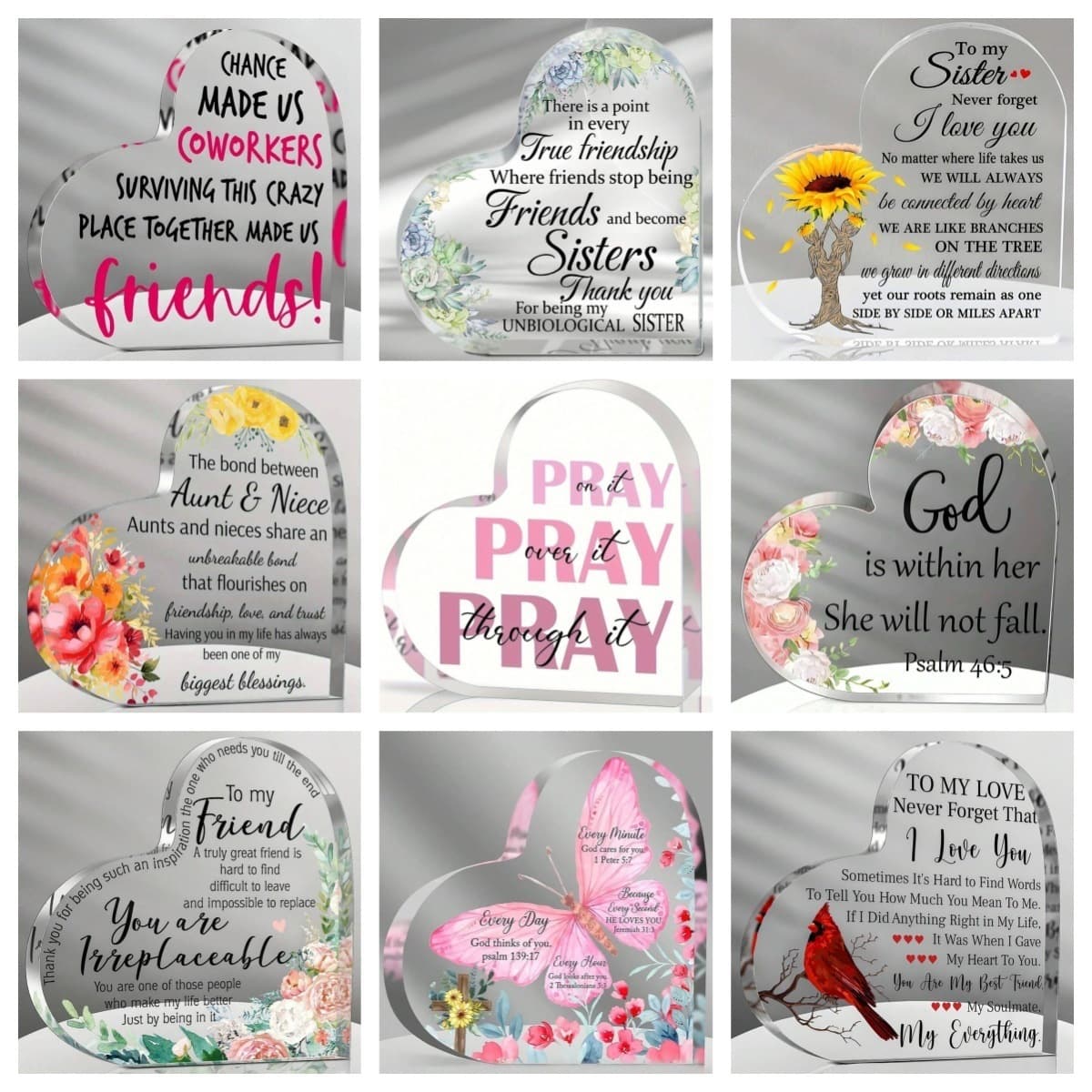 Transparent Acrylic Mother's Day Father's Day Desktop Decorations New Valentine's Day Gift Love Ornaments