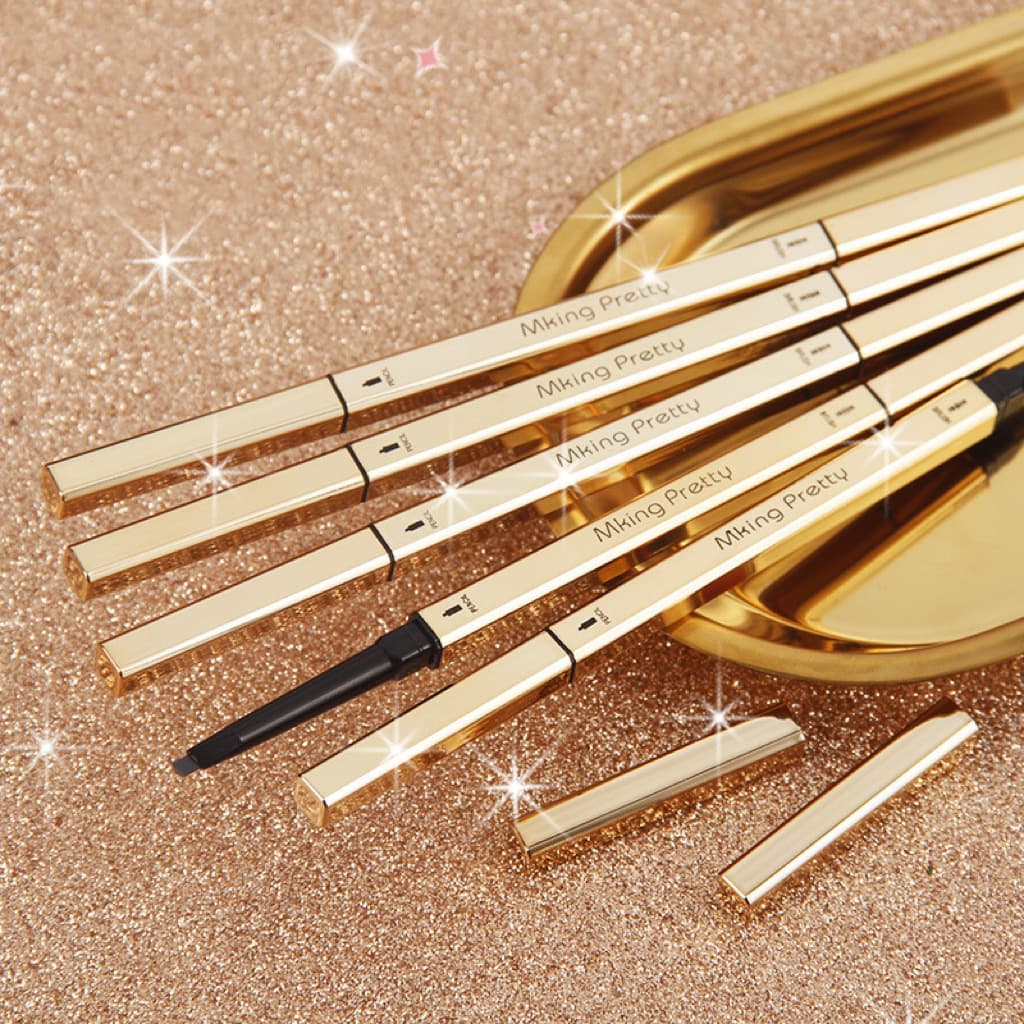 Gold Stick Eyebrow Pencil, Gold Chopstick Dual-Ended Eyebrow Pencil, Triangular Ultra-Fine Dual-Ended Eyebrow Pencil, Waterproof, Long-Lasting, Non-Smudge, Drop Shipping