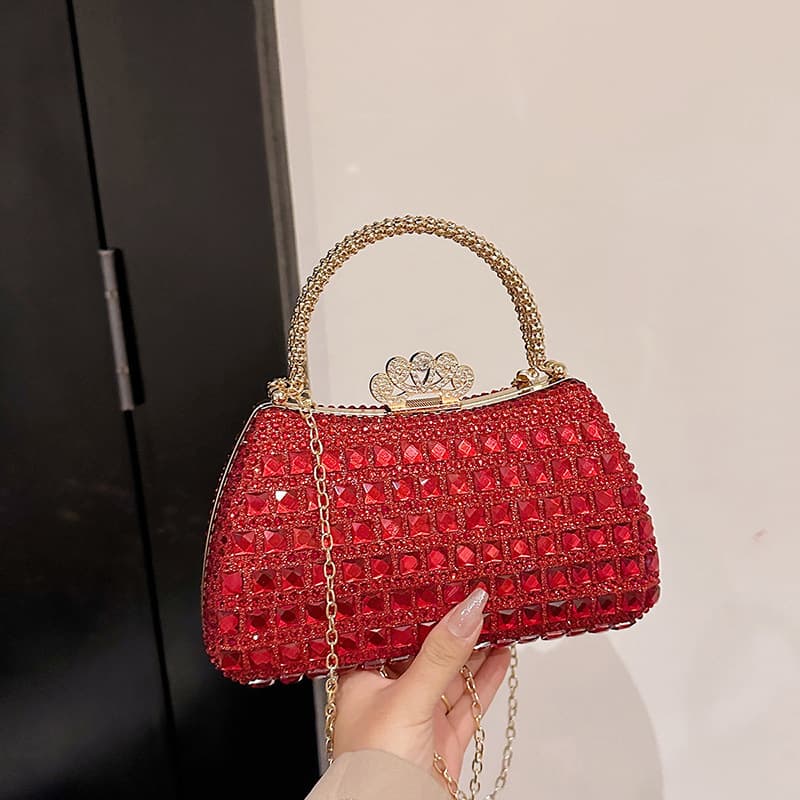New Cross-Border Fashion European and American Style Handbag with Rhinestone Decoration, Banquet Bag, Evening Dress Bag, Elegant Lady Diamond-Studded Women's Bag