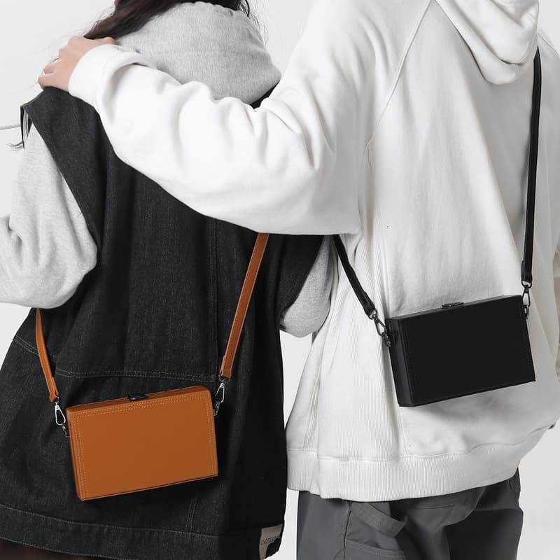 New Men's Hard Case Crossbody Bag High-End Fashion Men's Shoulder Square Bag Structured Phone Bag for Women