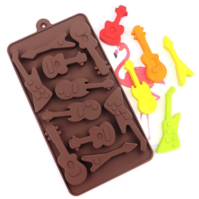 Minghao in stock Wholesale 10 Musical Instruments Silicone Cake Mold DIY Chocolate Mold Rice Cake Mold Handmade Soap Mold