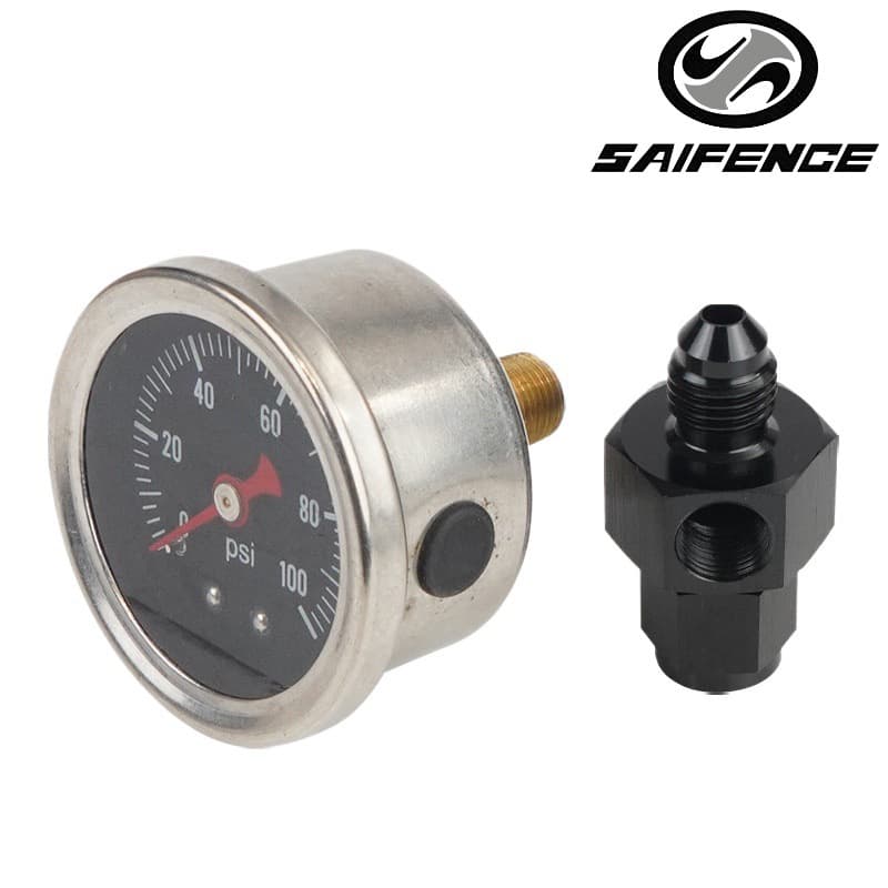 Car Fuel Pressure Gauge 0-100Psi Fuel Regulator Pressure Gauge with 1/8 NPT Adapter