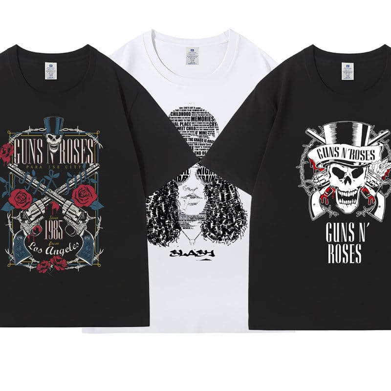 Rock T-Shirt Guns N' Roses Band Print Short Sleeve Unisex Top