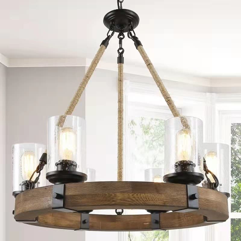 Creative and Simple American Country-Style Solid Wood Chandelier for Living Room, Dining Room, Bedroom, Guesthouse, Hotel, Clothing Store, Personalized Lighting