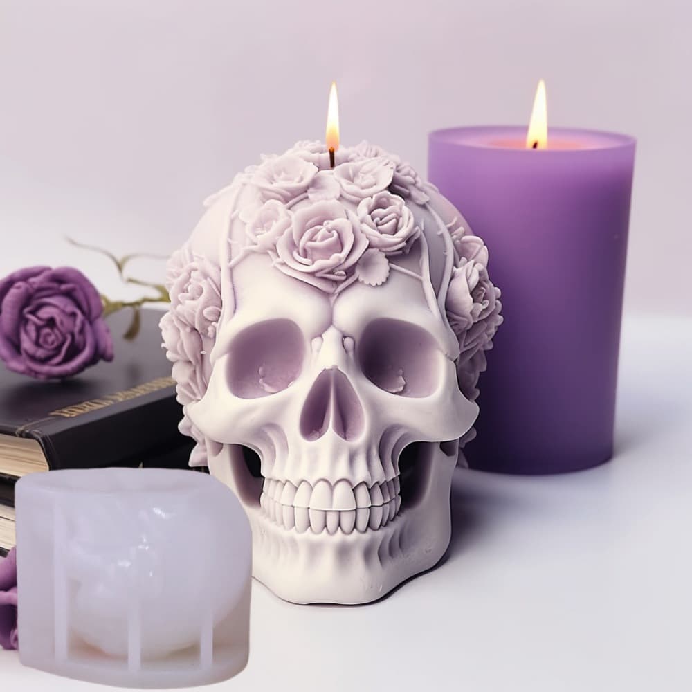 Rose Skull Scented Candle Mold Silicone Plaster Mold DIY Easter Home Decoration Mold