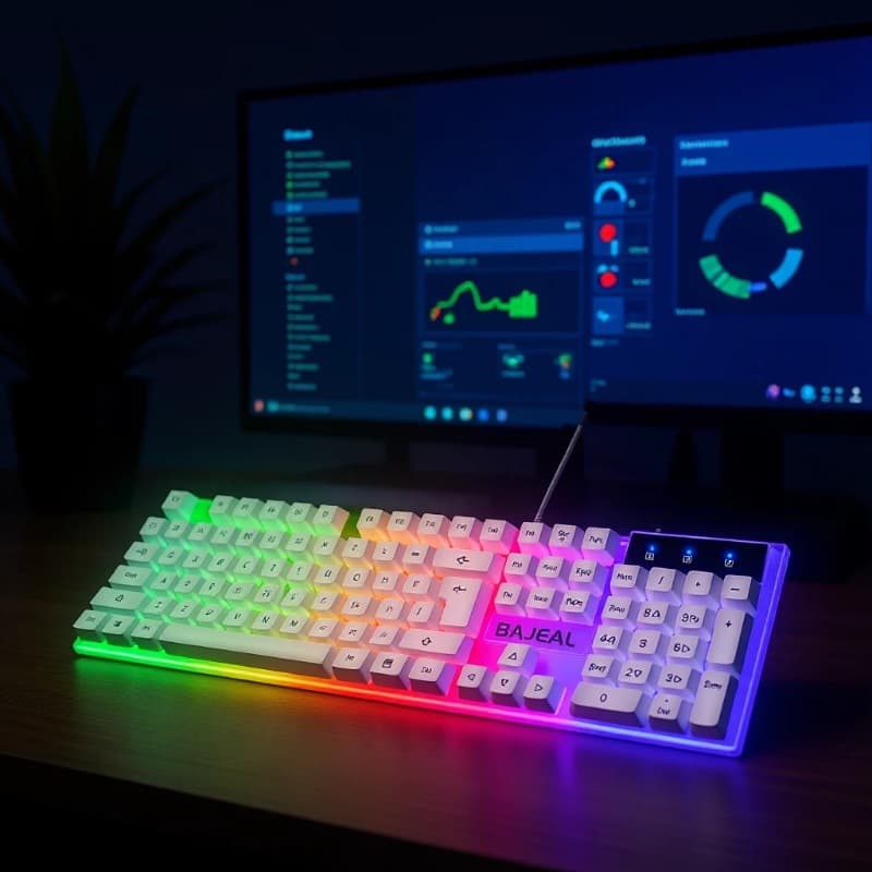 Bajeal K35 Computer Gaming USB Mechanical Keyboard, High-Profile Keys, Full-Key Rollover, Lol Weapon
