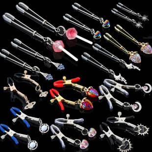 BDSM Adjustable Nipple Clamps with Lollipop Pendants, Teasing and Torture Toys, Adult Foreplay Accessories