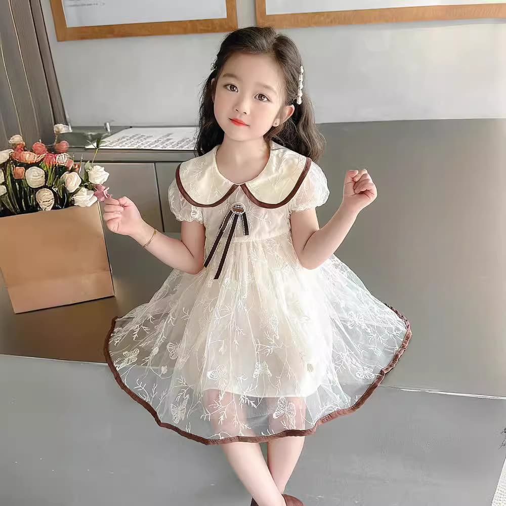 Girls Short Sleeve Dress 2024 Summer New Children Fashion Dress Baby Princess Dress Cute Tulle Skirt