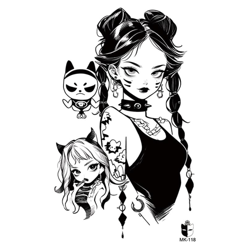Animal Black and White Temporary Tattoo Stickers for Women, Fashionable Aesthetic Personalized Designs