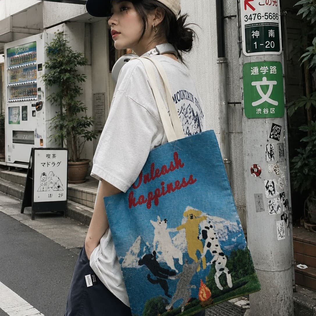Wildberries order outdoor camping tote bag jacquard shopping bag 35*45cm