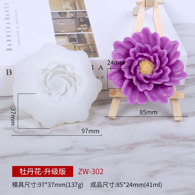 Wenxin 3D Flower Scented Candle Silicone Mold Rose Peony Epoxy Resin Decoration for Cross-Border Ecommerce